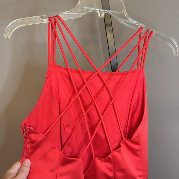 Betsy and Adam by jaslene watermelon crisscross prom dress size 6 petite - Picture 3 of 9